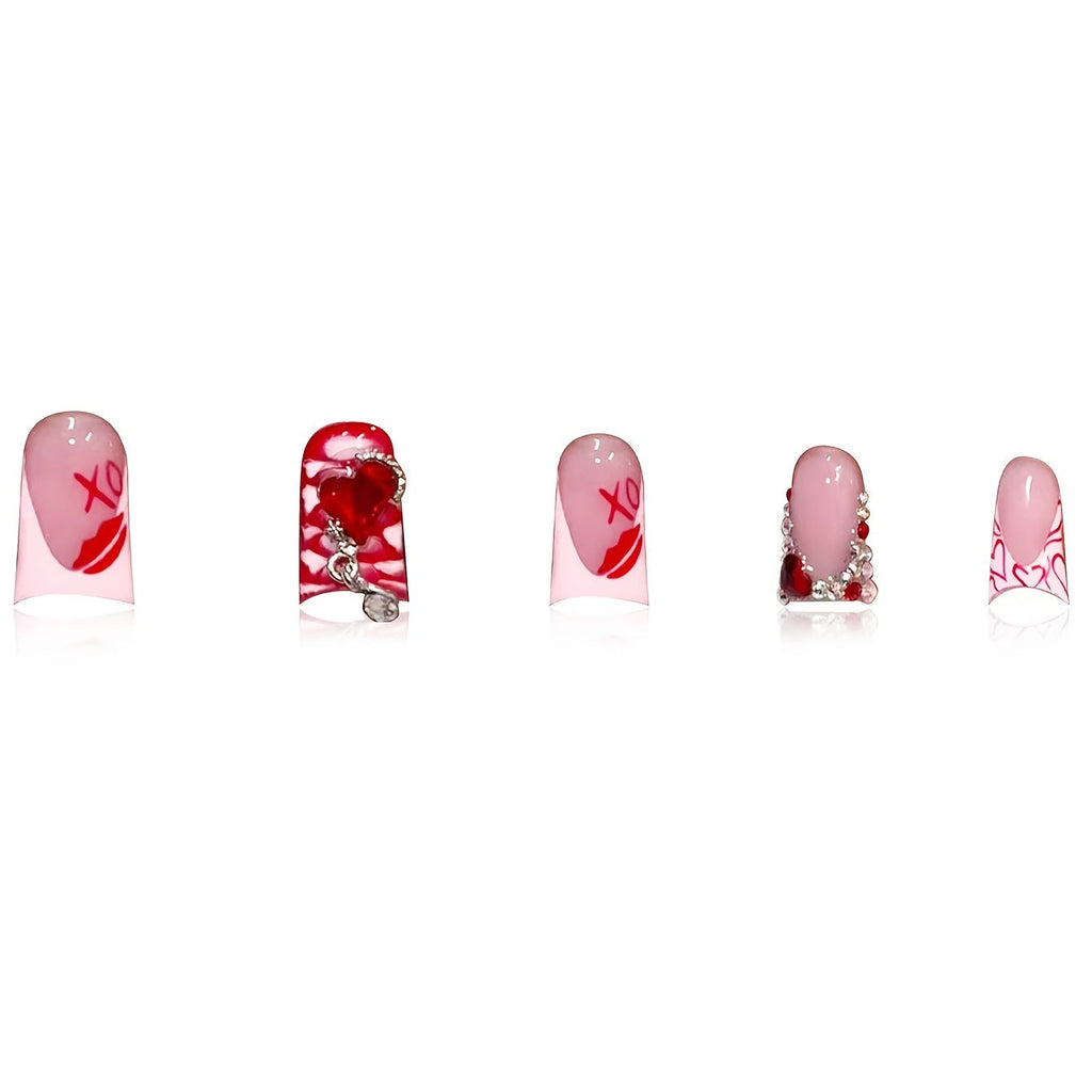 Siopsrl | Romantic Heart-Themed Press-On Nail Art Set Siopsrl