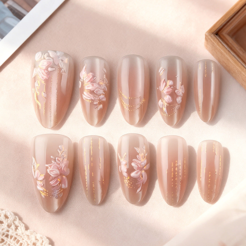Siopsrl | Floral Embellished Press-On Nails Siopsrl