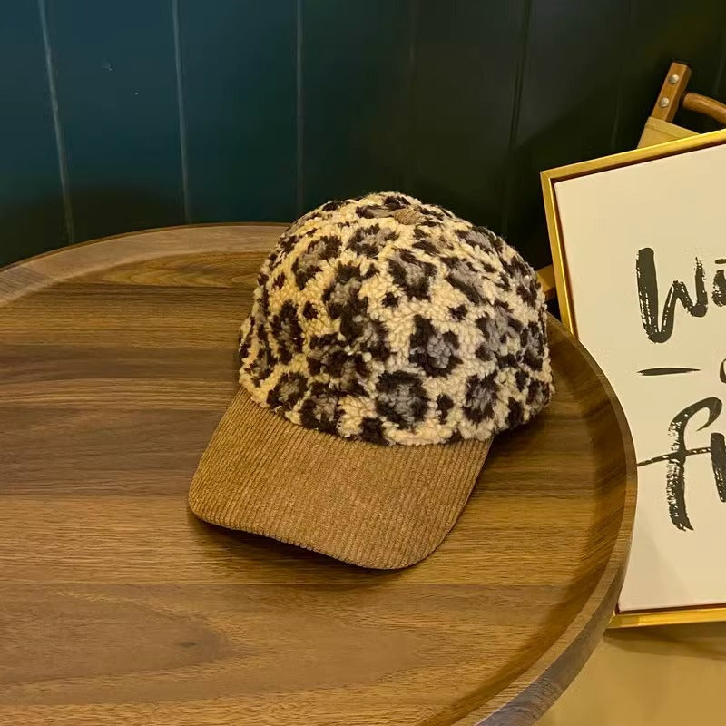 Siopsrl | Women's Leopard Print Fleece Baseball Cap Siopsrl