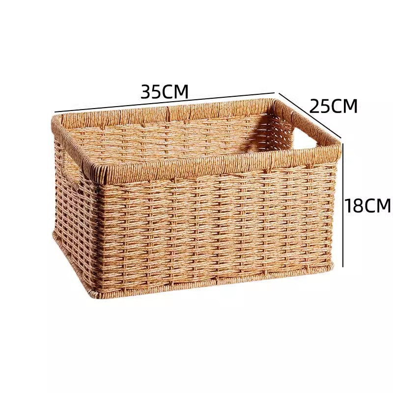 Women's Rectangular Storage Basket Made of Natural Wicker Siopsrl