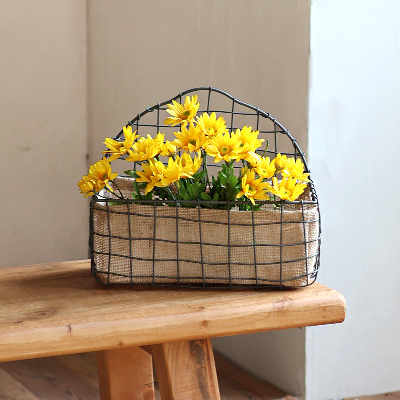 Decorative wire basket with jute bag Siopsrl