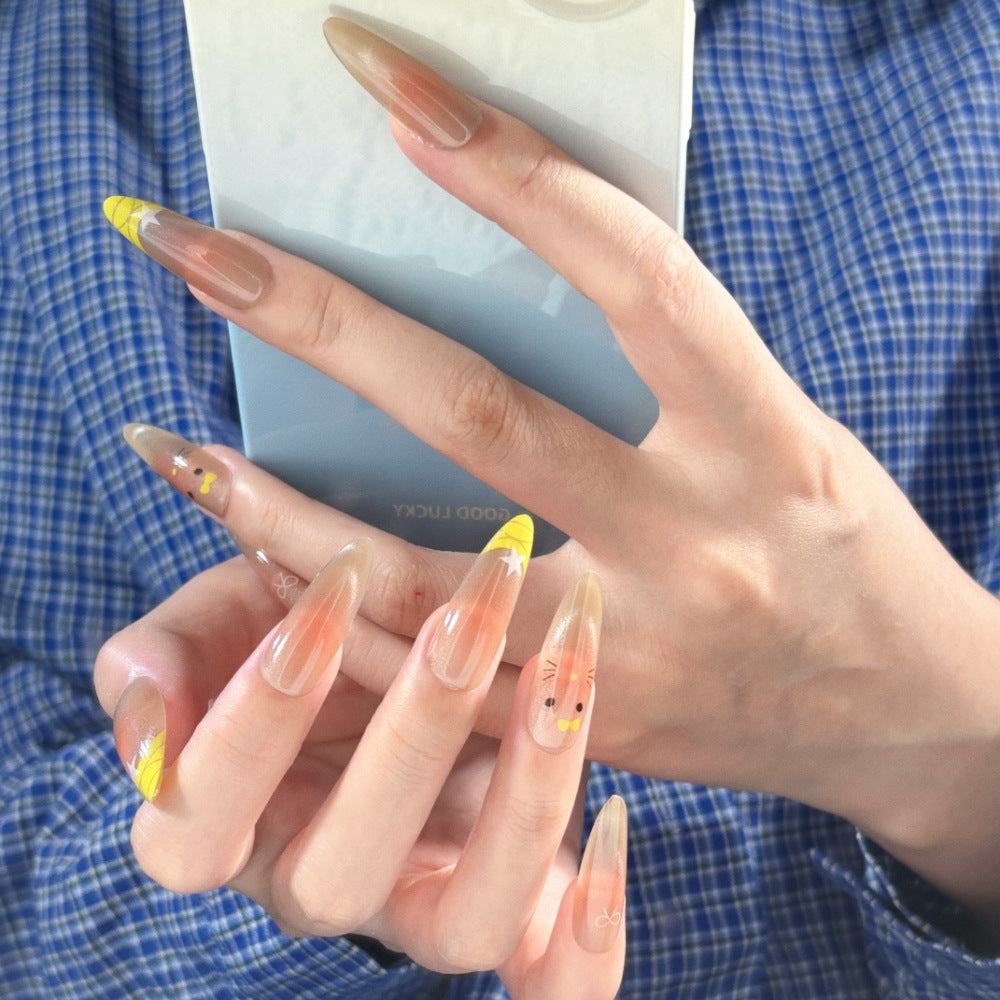 Siopsrl | Artistic Press-On Nail Art Set with Decorative Floral and Gemstone Accents Siopsrl