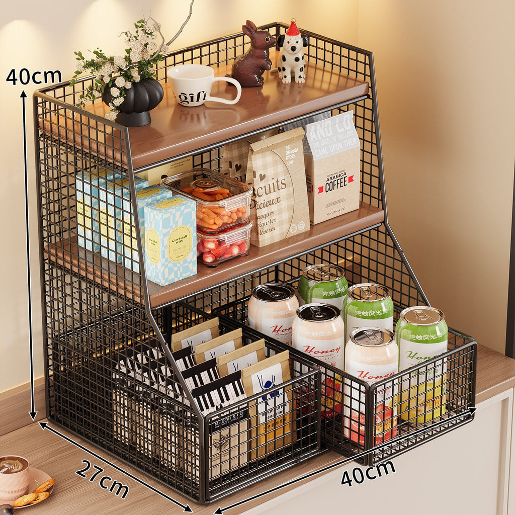 Rustic Two-Tier Storage Shelf Siopsrl