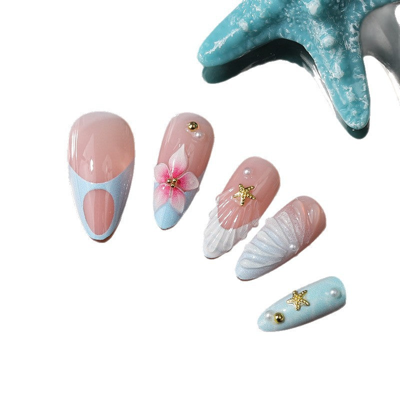 Siopsrl | Artistic Sea-Inspired Press-On Nail Set Siopsrl