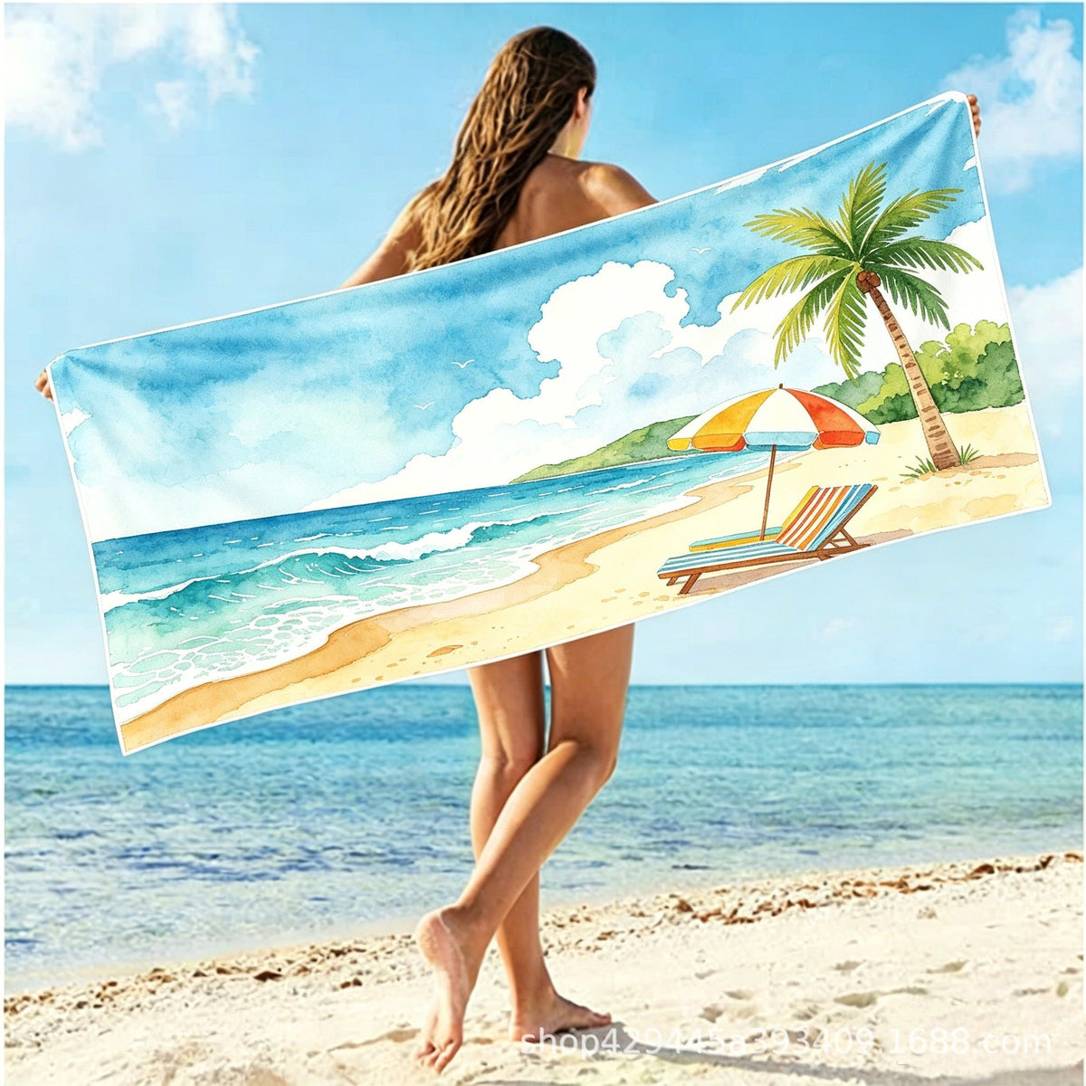 Siopsrl | Women's large beach towel with colorful beach motif Siopsrl