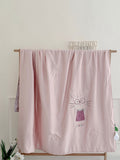 Children's comfort quilt with sweet bunny embroidery and silky satin cover