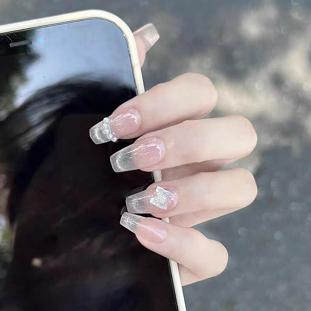 Siopsrl | Elegant Stiletto Press-On Nails with Decorative Floral Accents Siopsrl