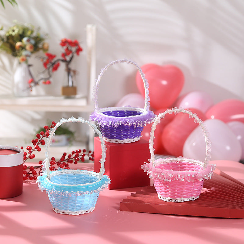 Girls Decorative Woven Easter Basket Siopsrl