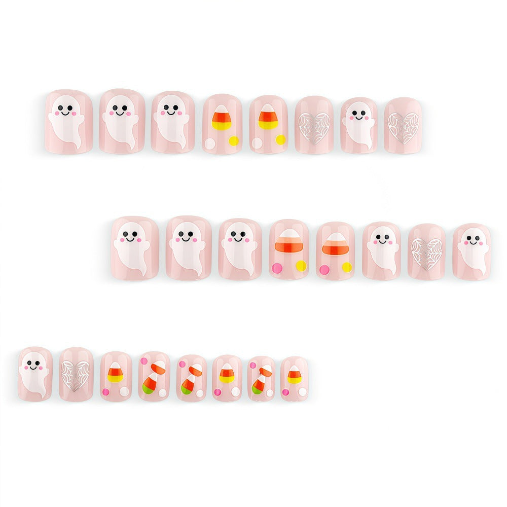 Halloween Artificial Nails with Ghost and Candy Designs Siopsrl