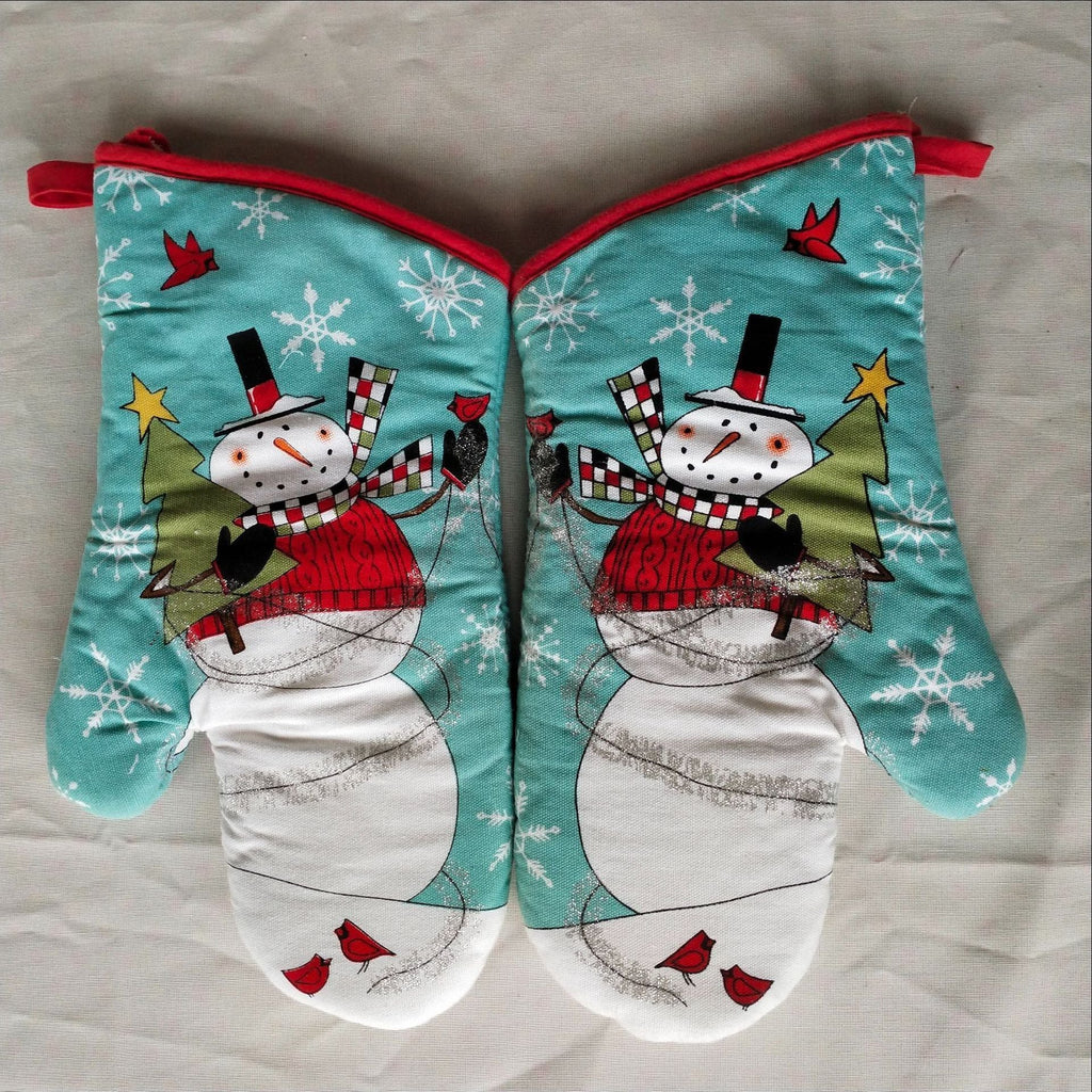 Siopsrl | Insulated Double Oven Mitt Pair With Quilted Heat-Resistant Lining And Hanging Loop