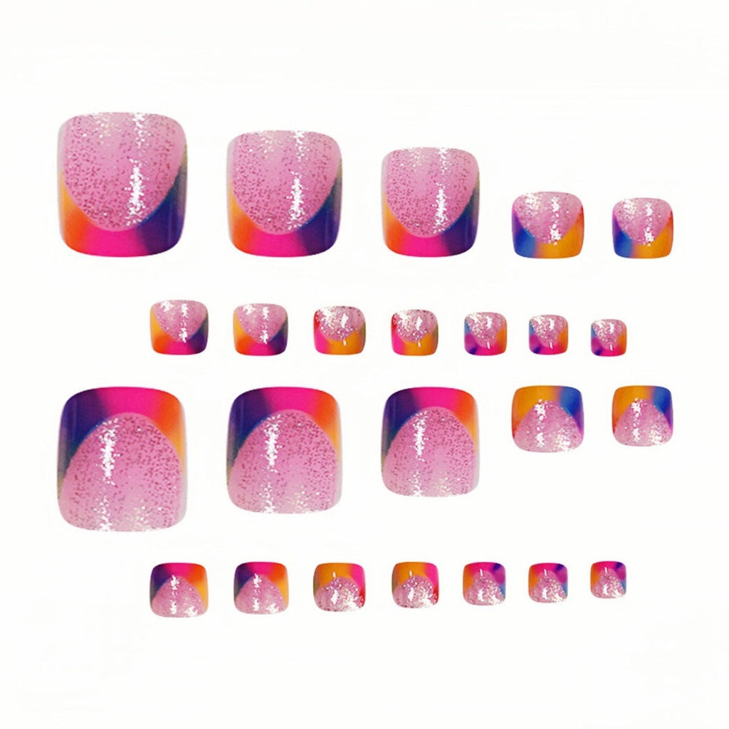 Siopsrl | Vibrant Geometric Press-On Toe Nails Siopsrl