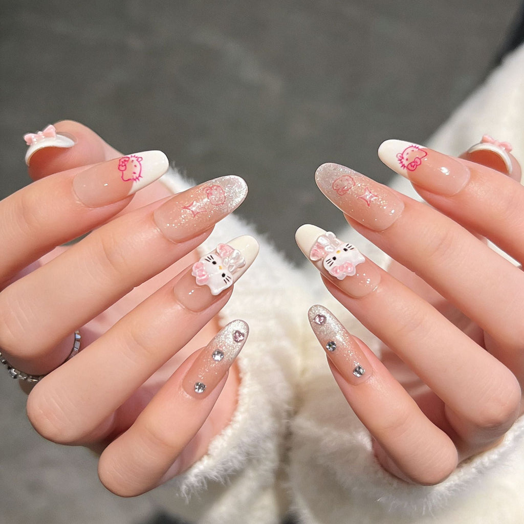 Siopsrl | Decorative Press-On Nails with Gem Accents Siopsrl