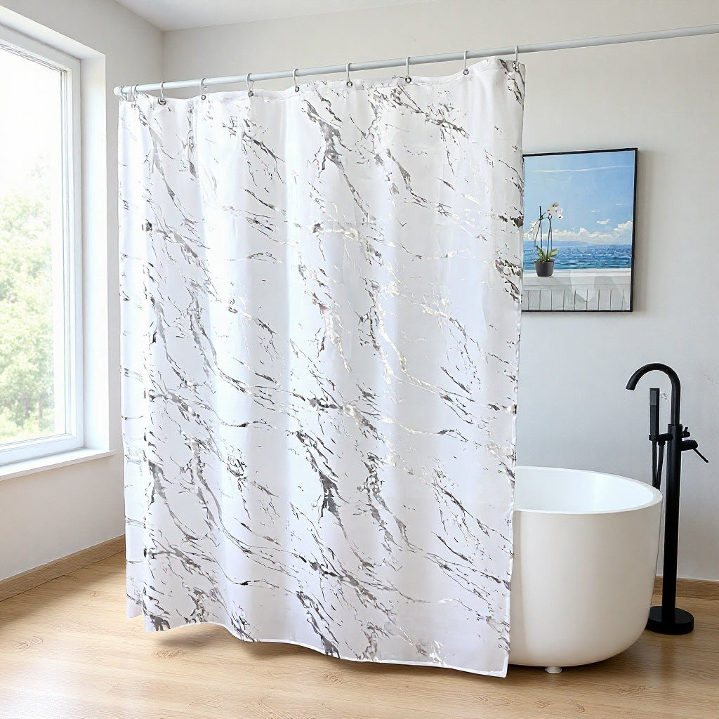 Siopsrl | Marble Effect Waterproof Shower Curtain Siopsrl