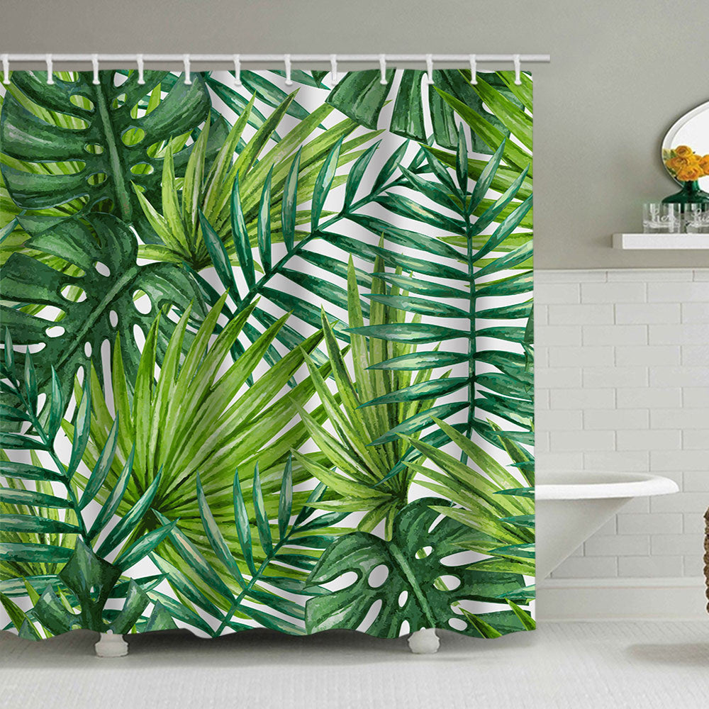 Siopsrl | Tropical Leaf Print Shower Curtain Siopsrl