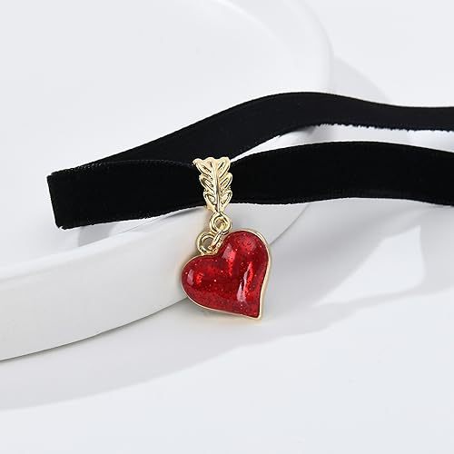 Siopsrl | Velvet Heart Charm Choker Siopsrl