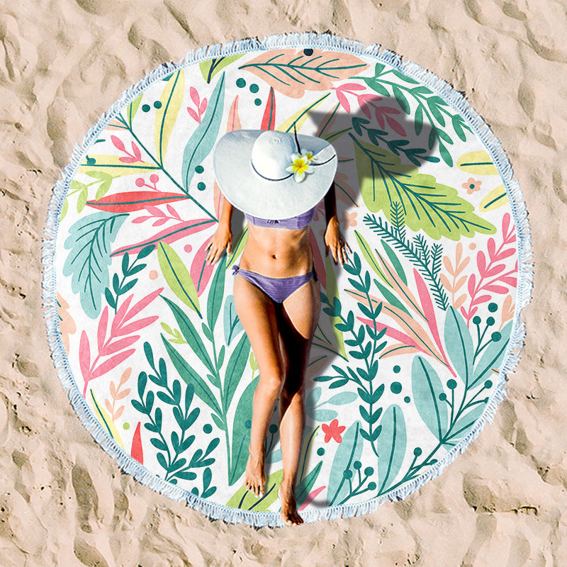 Siopsrl | round beach towel with cheerful palm motif Siopsrl