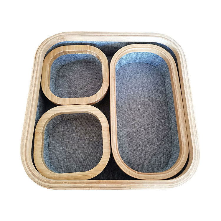 Storage basket set with bamboo frame and fabric inserts Siopsrl