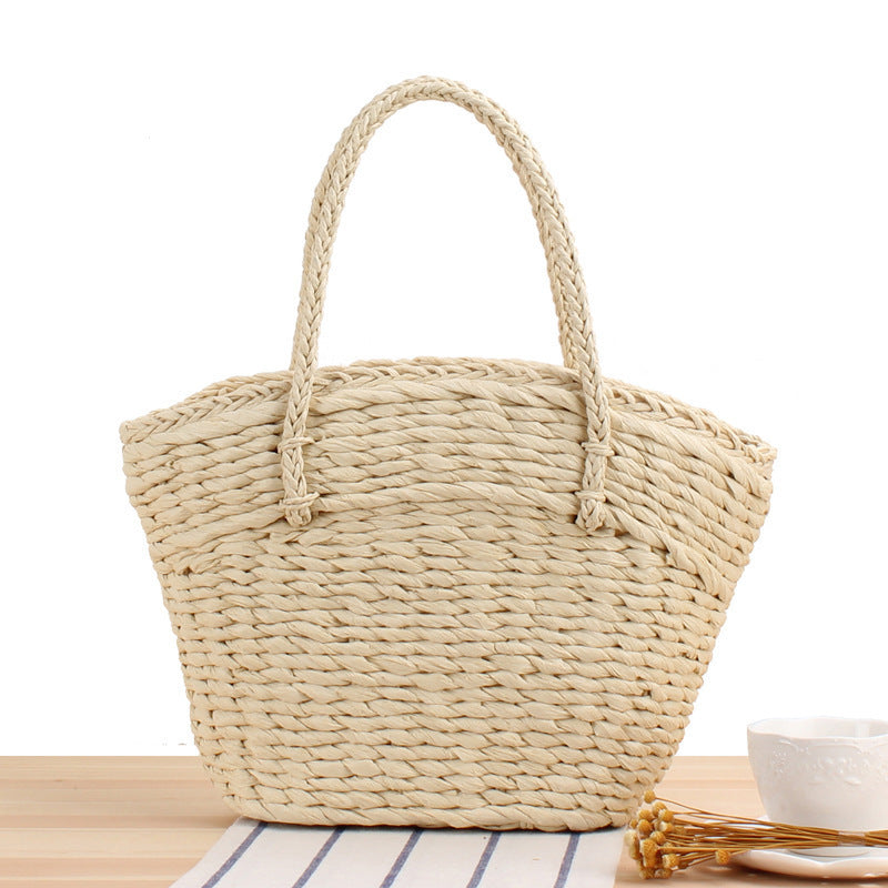 Siopsrl | Braided Beach Bag Made of Natural Bast with Sturdy Handles Siopsrl