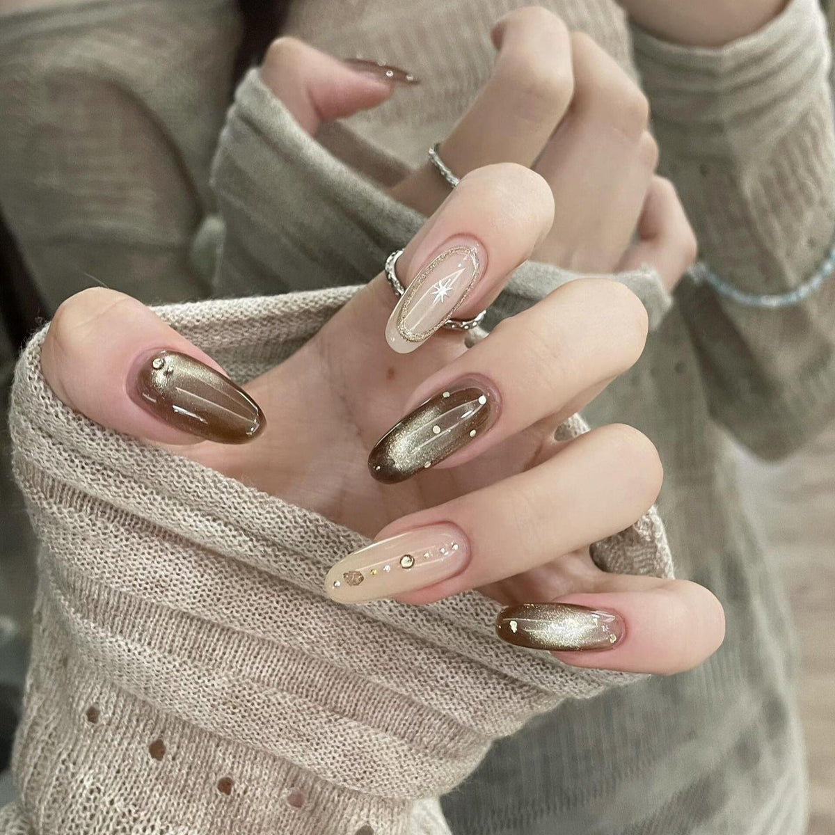 Siopsrl | Artificial nails with glitter and star design Siopsrl