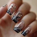 Siopsrl | Artificial nails with elegant black and glitter pattern Siopsrl