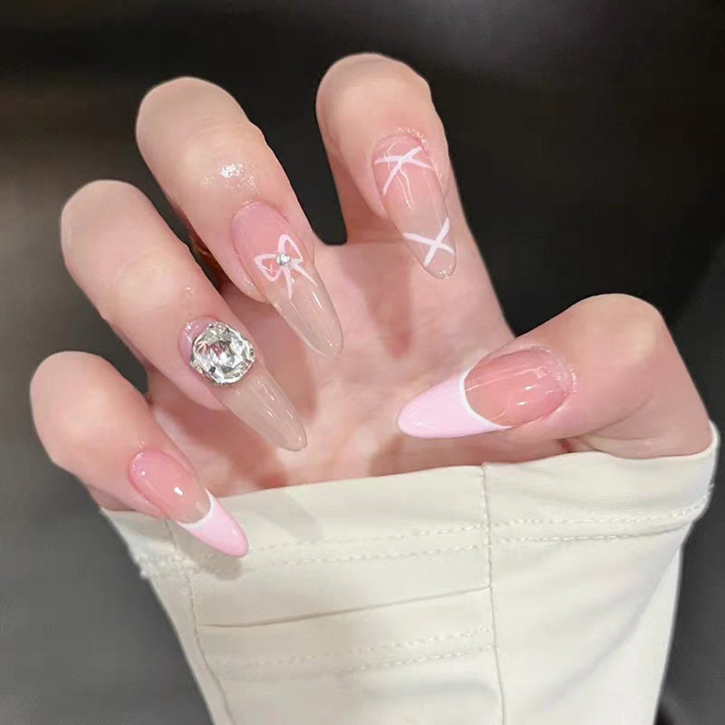 Siopsrl | Decorative Long Stiletto Press-On Nails with Heart and Floral Accents Siopsrl