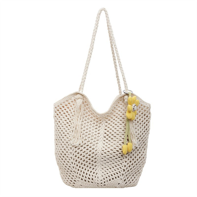 Siopsrl | Knitted Tote Bag in Boho Style with Charming Charms Siopsrl