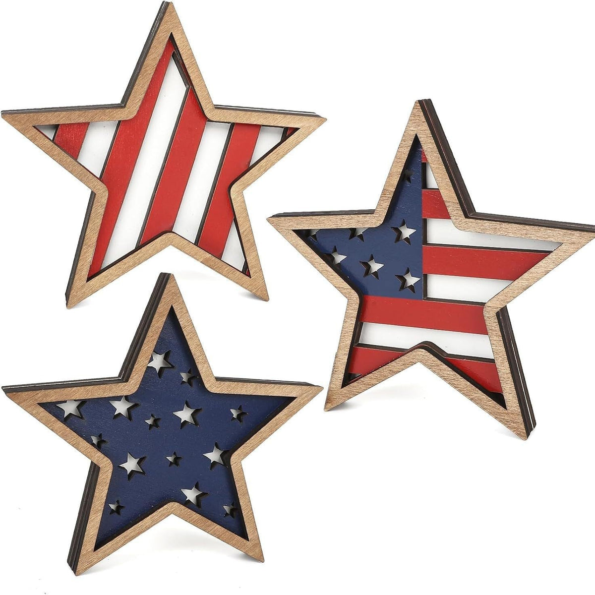 Unisex nan distressed layered farmhouse star wall sculpture with carved dimensional panels Siopsrl