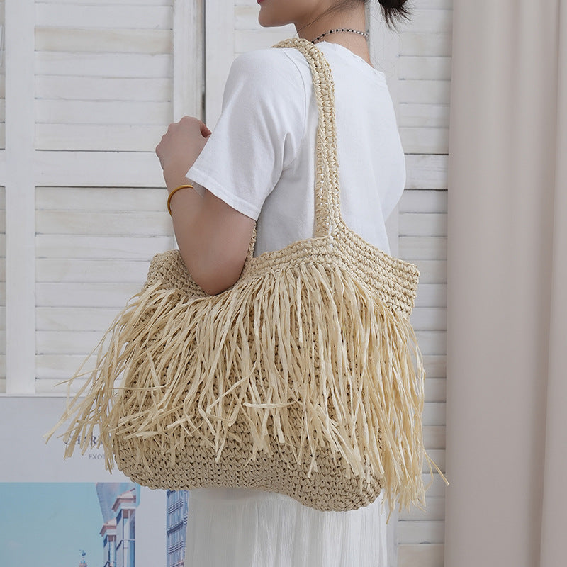 Siopsrl | Handmade beach bag with fringed designed pattern Siopsrl