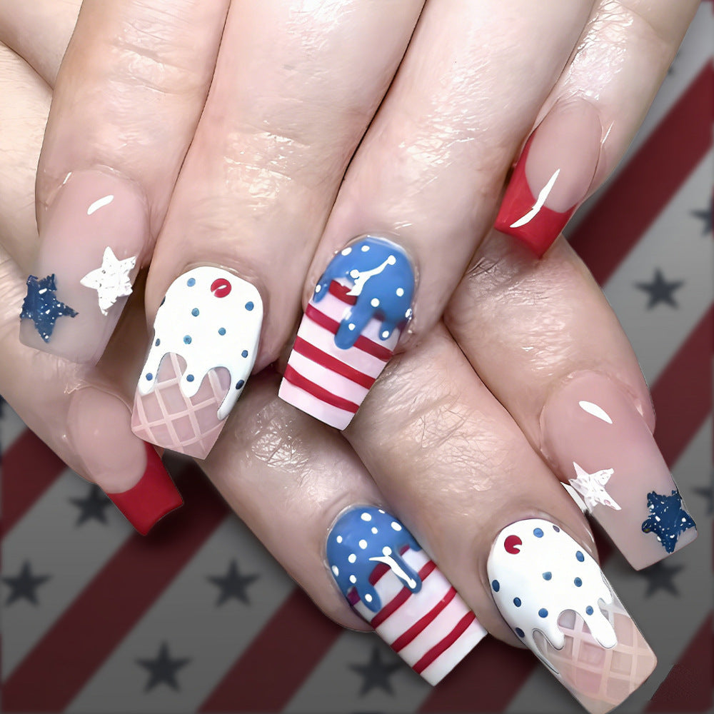 Siopsrl | Creative Ice Cream-Themed Press-On Nails Siopsrl