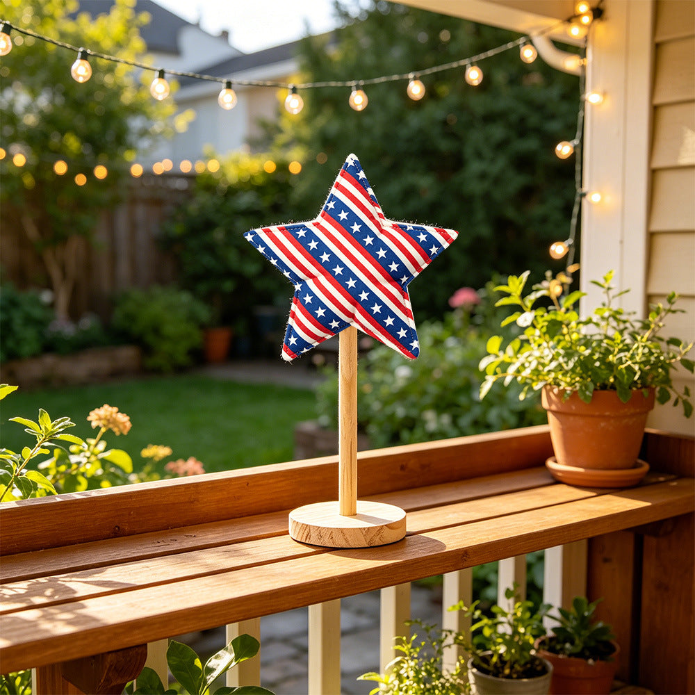 Siopsrl | Unisex decorative star decoration figures made of fabric on wooden stand Siopsrl