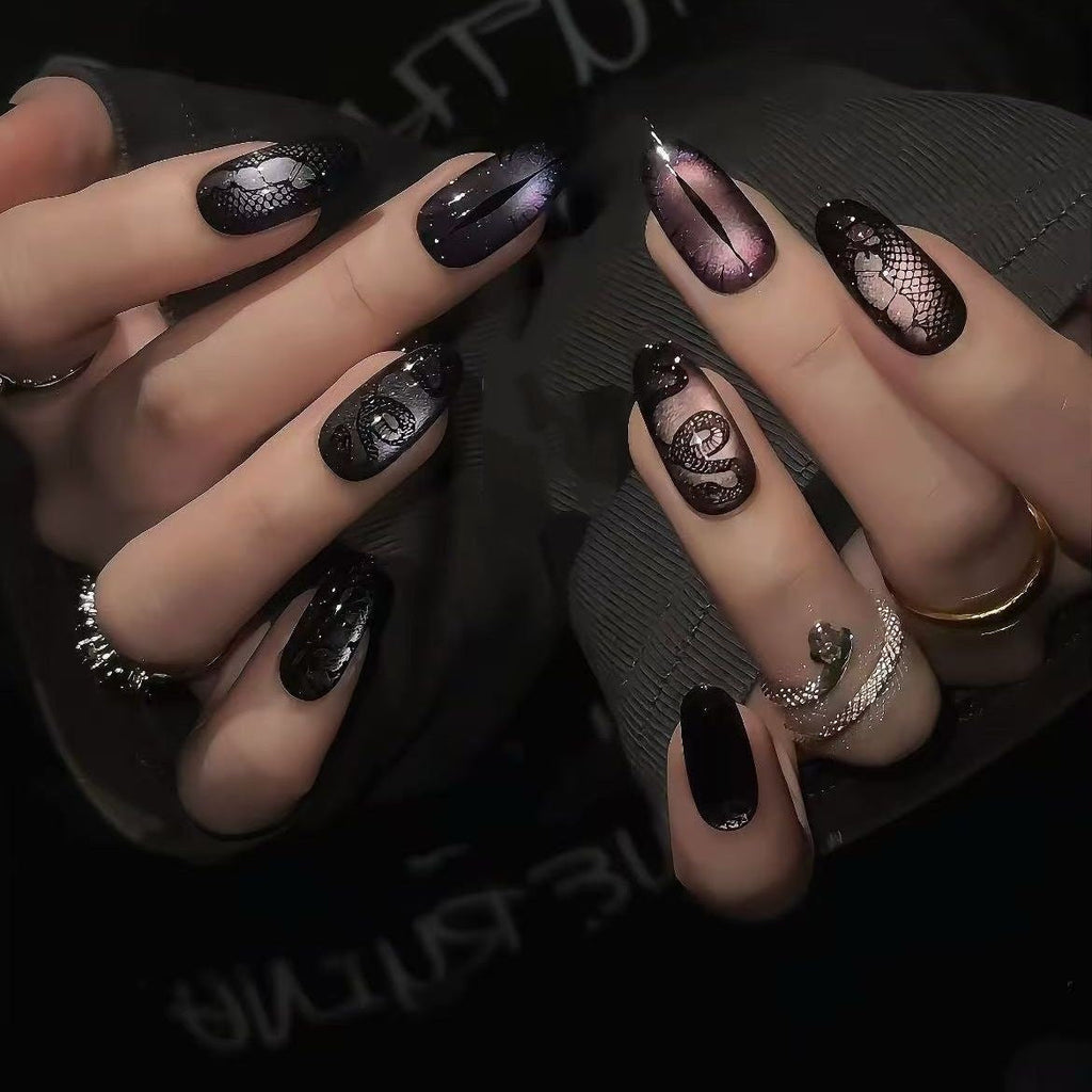 Siopsrl | Artistic Gothic-Inspired Long Press-On Nail Set Siopsrl
