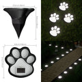 Paw Print Solar Garden Pathway Stake Lights With Integrated Panel And Ground Spike Mount Siopsrl