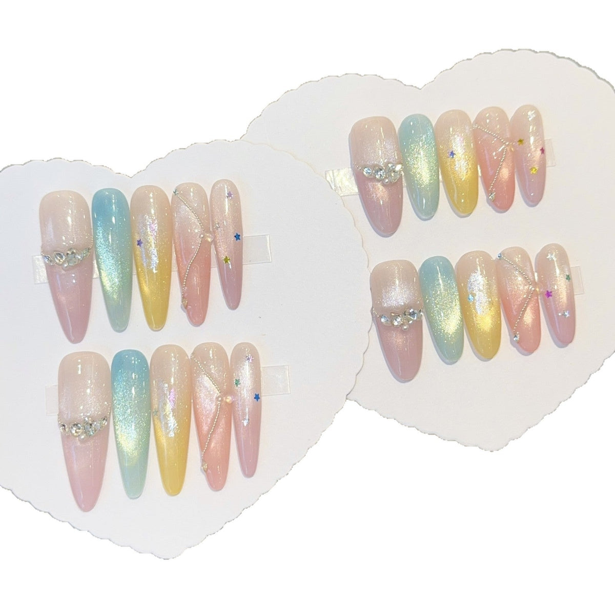 Siopsrl | Artificial nails with shimmering effects and sparkling rhinestone details Siopsrl