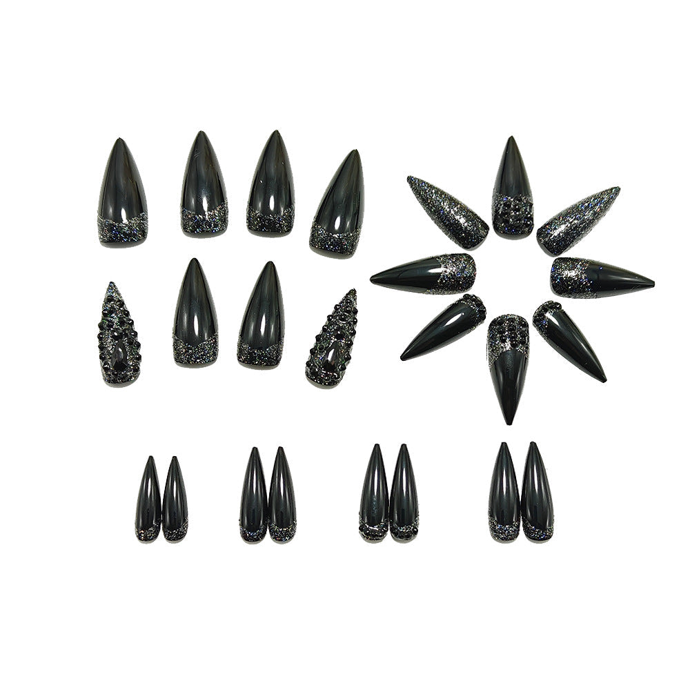 Siopsrl | Artificial Nails in Elegant Stiletto Design with Sparkling Rhinestone Accents Siopsrl