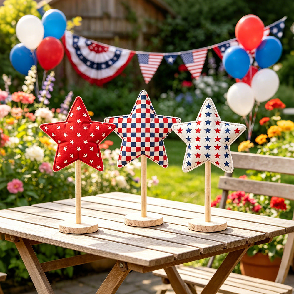 Siopsrl | Unisex decorative star decoration figures made of fabric on wooden stand Siopsrl