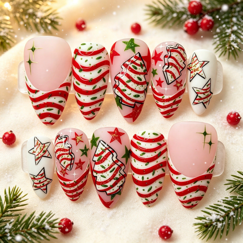 Siopsrl | Festive artificial nails with Christmas motifs Siopsrl