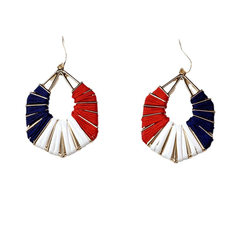 Ladies handmade Boho hoop earrings with textile wrap and bead application Siopsrl