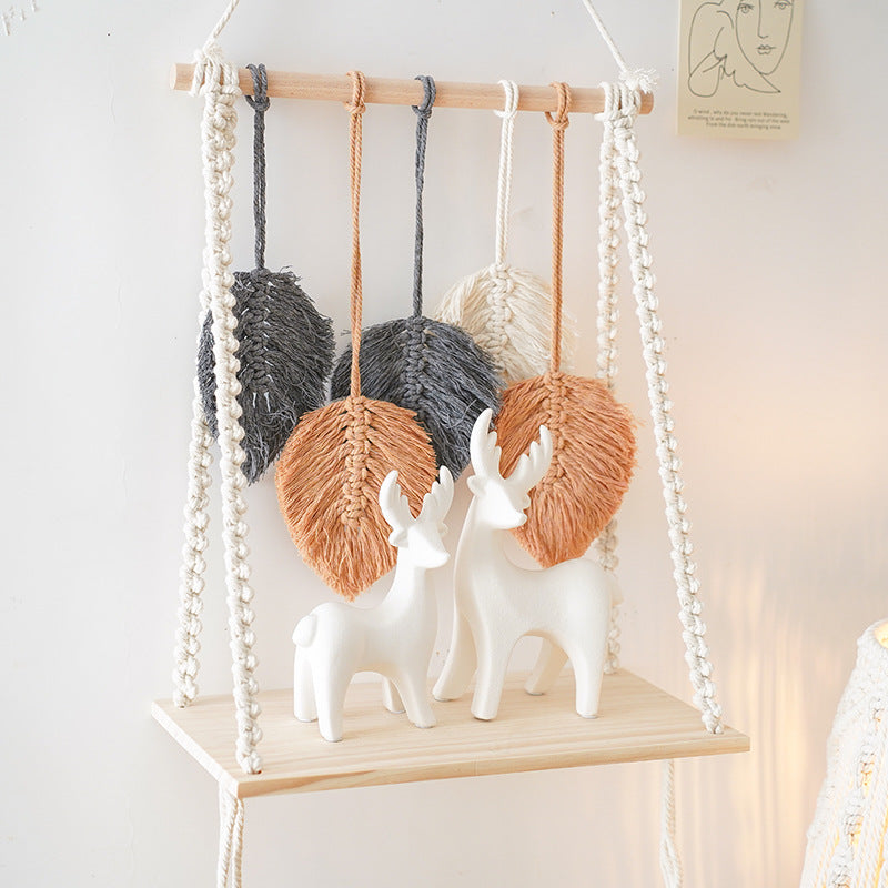 Bohemian Macrame Leaf Art Display Shelf Siopsrl