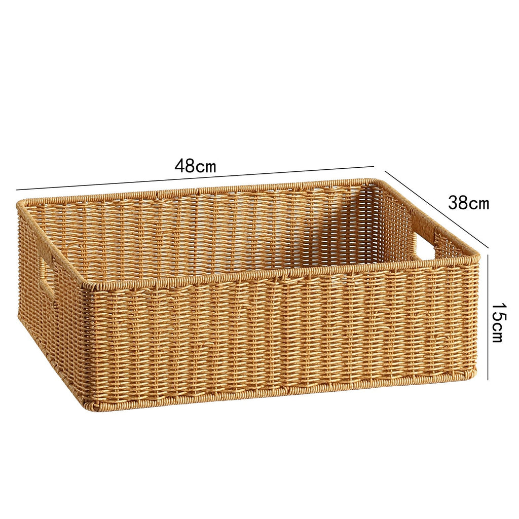 Handwoven Rectangular Storage Basket with Cut-Out Handles Siopsrl