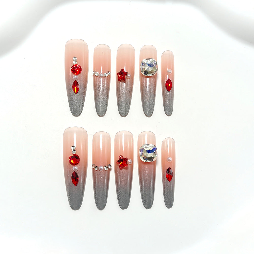 Siopsrl | Sparkling artificial nails with decorative rhinestones Siopsrl