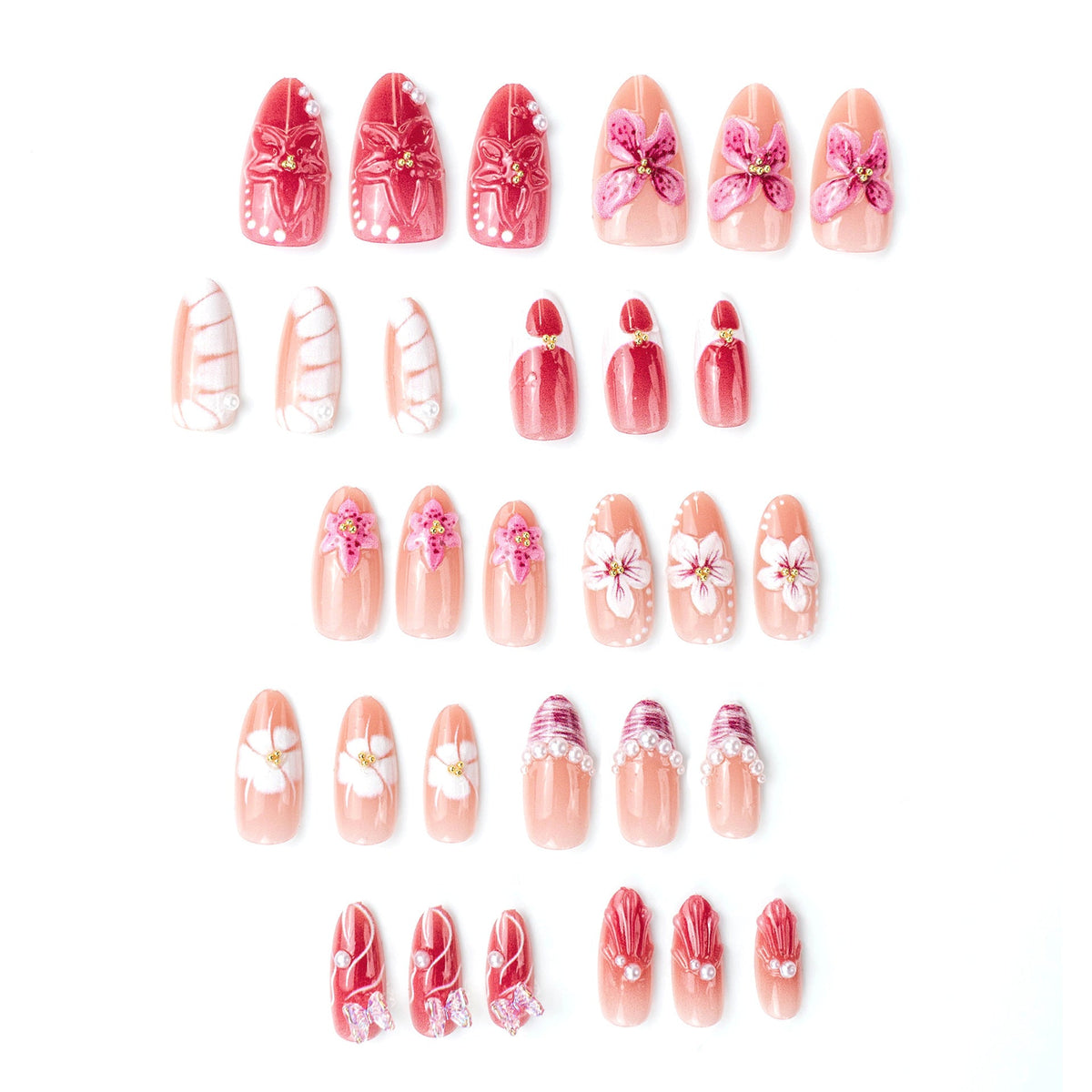 Siopsrl | Elegant artificial nails with floral designs Siopsrl