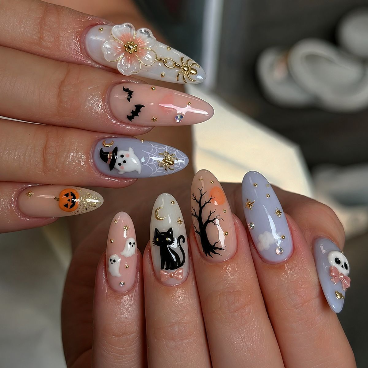 Halloween Artificial Nail Set with Creative, Spooky Designs Siopsrl