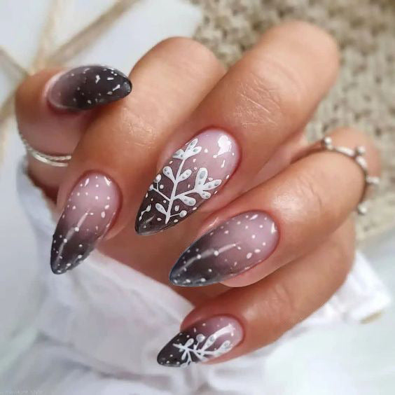 Siopsrl | Elegant Ombre Floral Press-On Nail Set Siopsrl