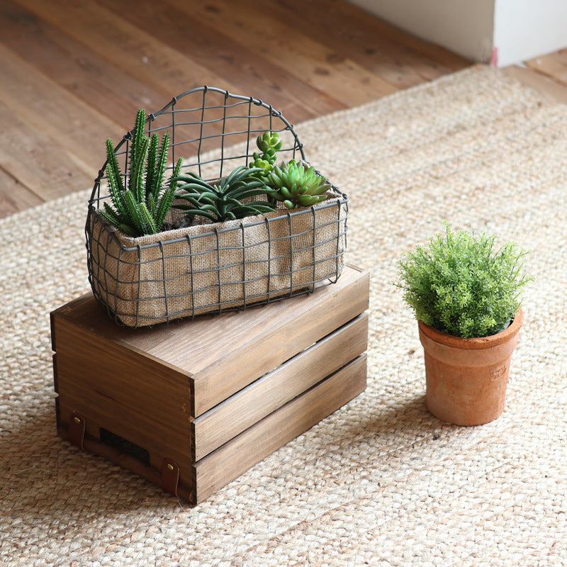Decorative wire basket with jute bag Siopsrl