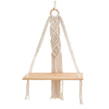 Macramé Hanging Shelf with Natural Wood Base Siopsrl