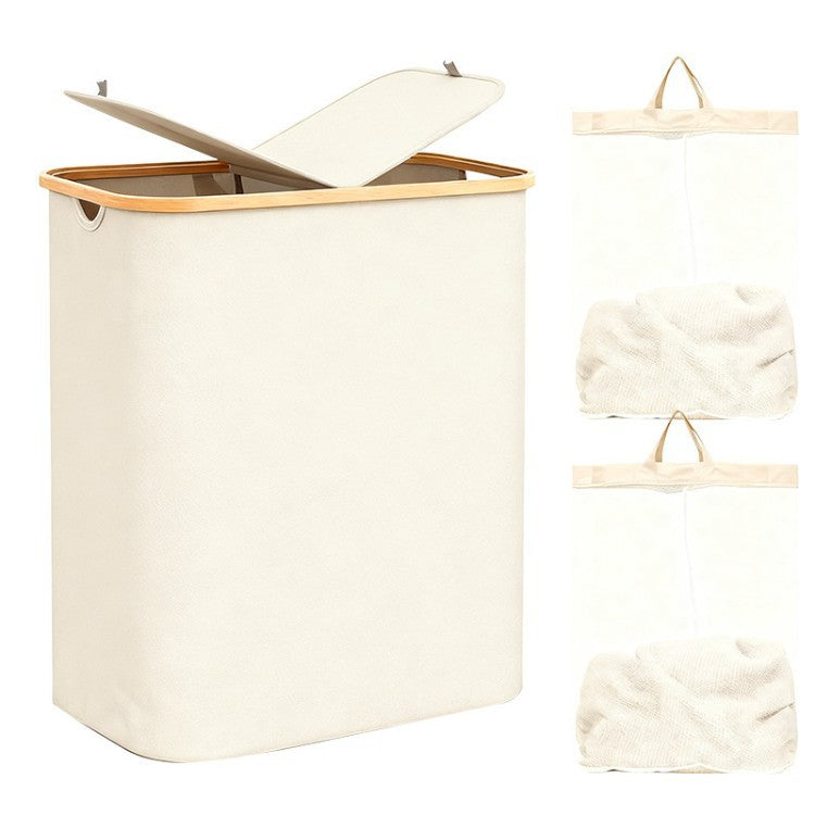 Laundry separation system with bamboo lid and multiple compartments Siopsrl