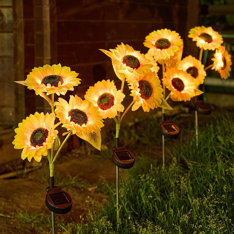 Lifelike Sunflower LED Garden Stake With Dusk-To-Dawn Sensor And Weatherproof Ground Spike Siopsrl
