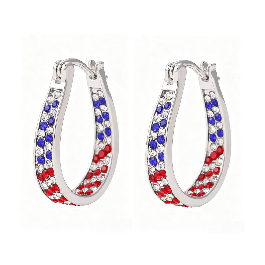 Siopsrl | Women's Pavé Hoop Earrings with Crystal Decoration and Hinge Closure Siopsrl