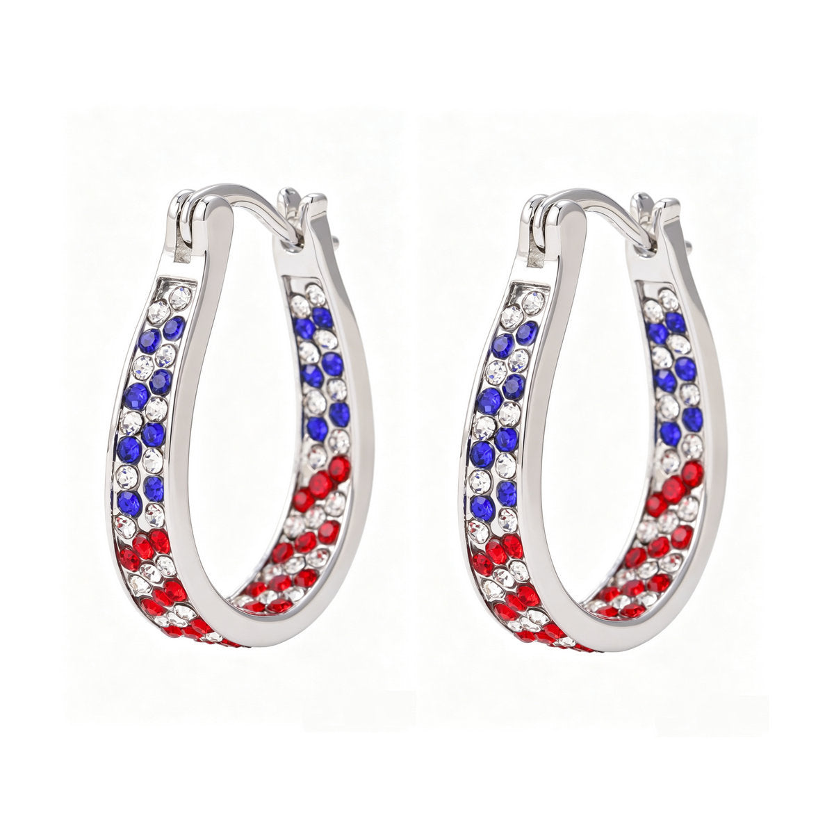 Siopsrl | Women's Pavé Hoop Earrings with Crystal Decoration and Hinge Closure Siopsrl