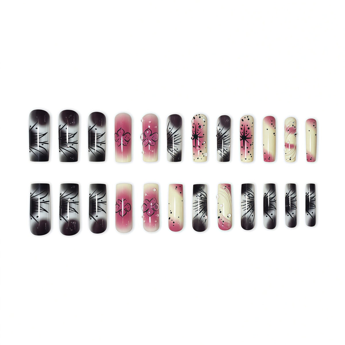 Siopsrl | Artistic Ombre Floral Press-On Nail Extensions Siopsrl